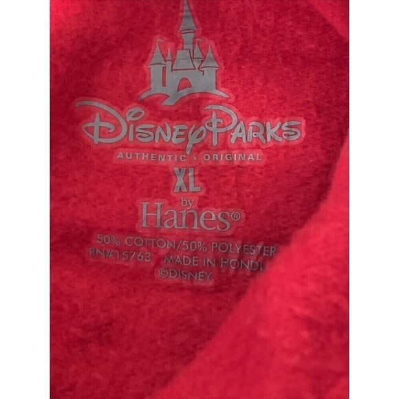 XL Disney Parks Mickey Mouse Red Two Sided Full Zip Hoodie Yellow Drawstring - Picture 7 of 7